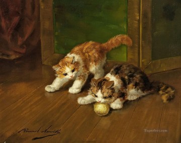 クリューを演奏する子猫 アルフレッド・ブルネル・ド・ヌーヴィル Oil Paintings